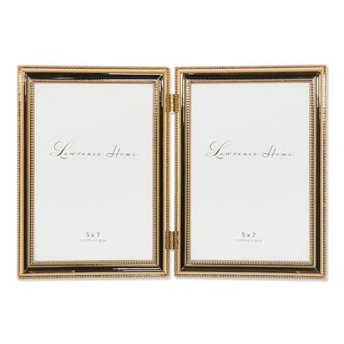 Classic Double Beaded Metal Picture Frame 5x7 Double Gold