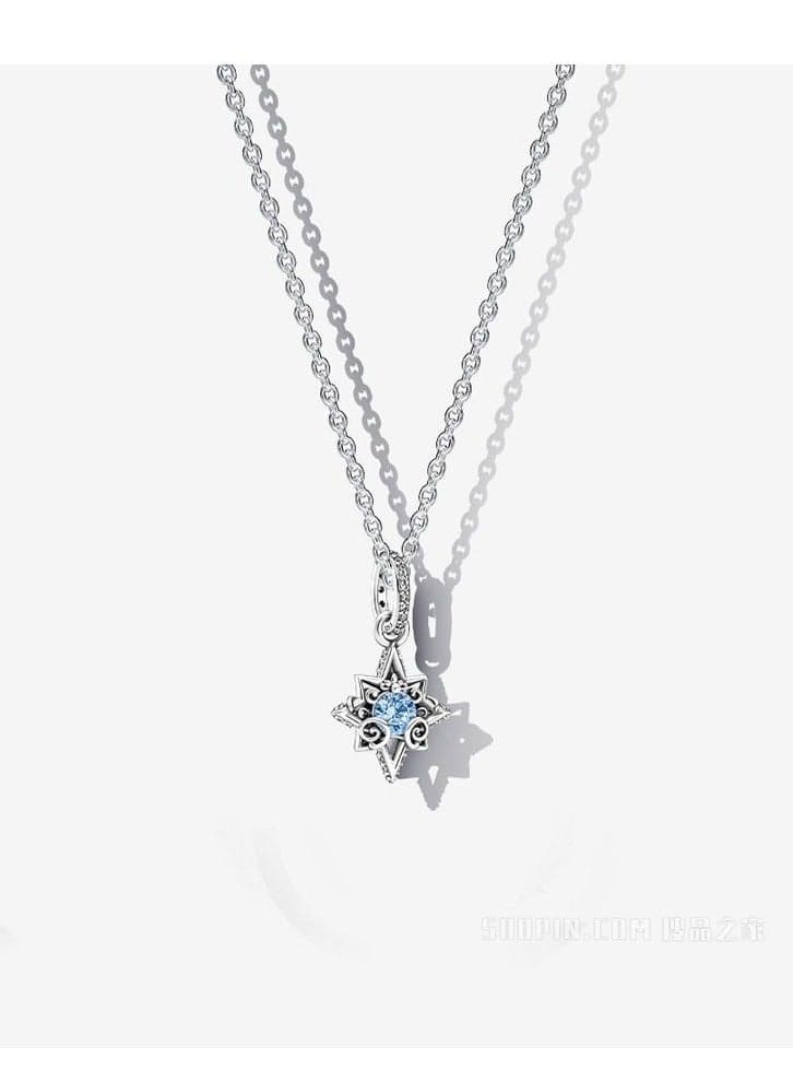 Blue sliver star pendant necklace detachable necklace