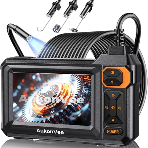 Endoscope Camera with Light 1920P HD Borescope Inspection Camera with 43 IPS Screen AukonVee IP67 Waterproof with 8 LEDs 165ft SemiRigid Snake Camera for Automotive Pipe Tools Gadgets for Men