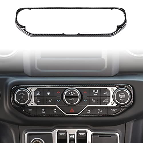 RT-TCZ Air Conditioning Dashboard Center Console Control Trim Panel Cover Interior Accessories Decoration Trim Kit for 2018-2022 Jeep Wrangler JL JLU & Jeep Gladiator JT (Carbon Fiber Grain)