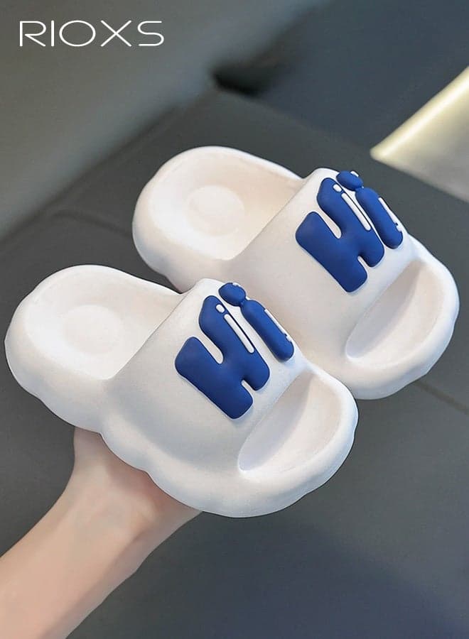 Kid's Non-Slip Slippers, Water-resistant Breathable and Quick-drying, Suitable for Indoor and Outdoor Use, Cute Summer Cartoon Design with Lightweight, Soft Soles, Children's Home EVA Slippers, Pool Shoes, and Travel Bathroom Flip-Flops, Suitable for Toddlers, Boys, and Girls, White