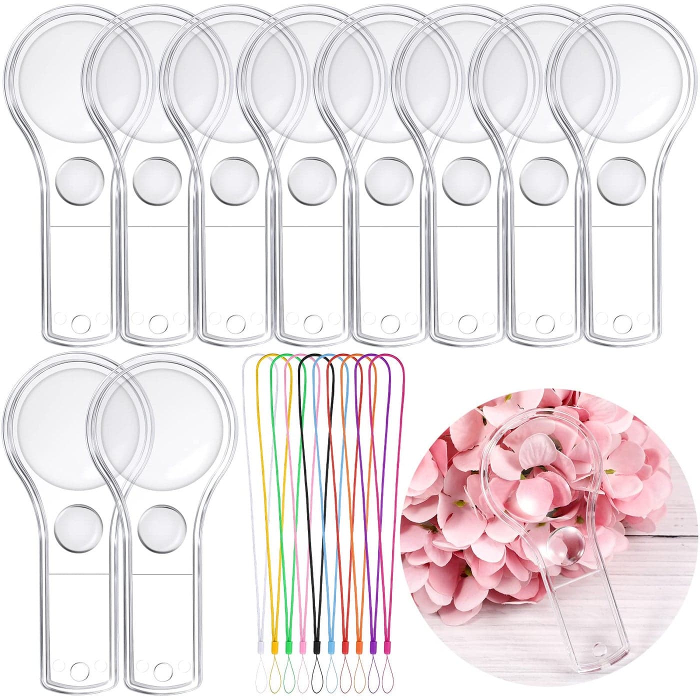 50 Pack Magnifying Glass for Kids 15x and 5X Handheld Portable Magnifier for Home Magnify Glasses Lens with 50 Lanyard for School Students Outdoor Explorer Science Observation and Reading