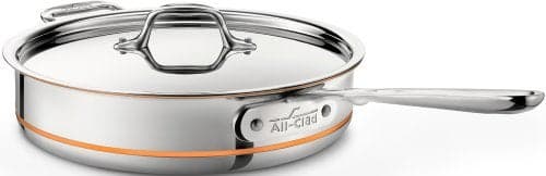 All-Clad Copper Core 5-Ply Stainless Steel Sauté Pan with Steel Lid 3 Quart Induction Oven Broiler Safe 600F Pots and Pans, Cookware Silver