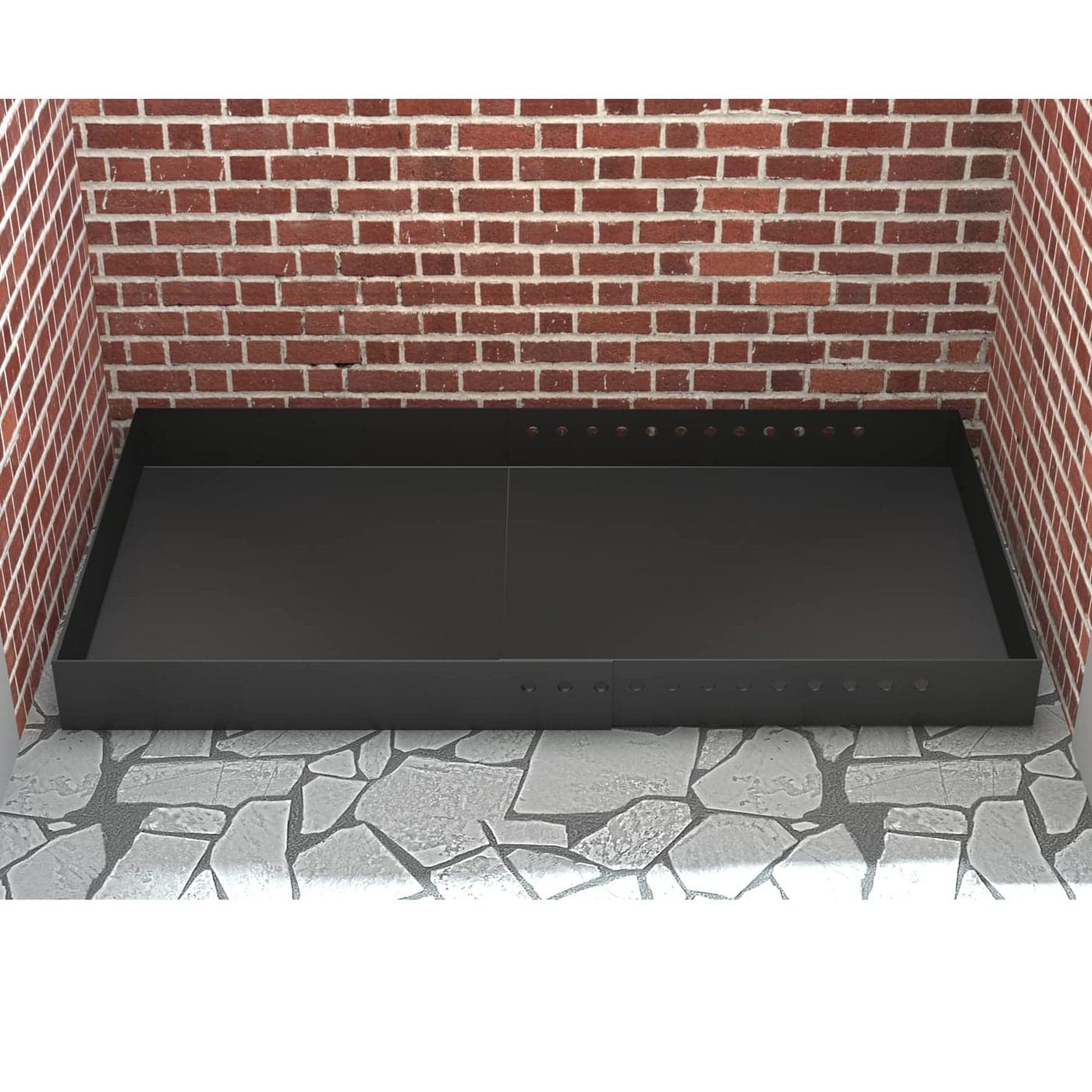 Flehomo Adjustable Fireplace Tray Expandable Ash Pan for Ash Collection Galvanized Steel Ember Holder Fireplace Pan with Powder Coating Nuts and Bolts Included Black Rectangle