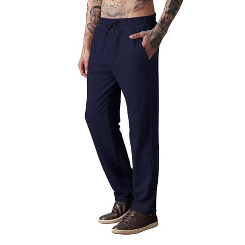 SWADESI STUFF Men Mid-Rise Straight Fit Track Pants for Men | Stretchable Gym Wear Joggers | Casual Sports Track Pant with Pockets & Drawstring (in, Alpha, M, Standard, Blue)