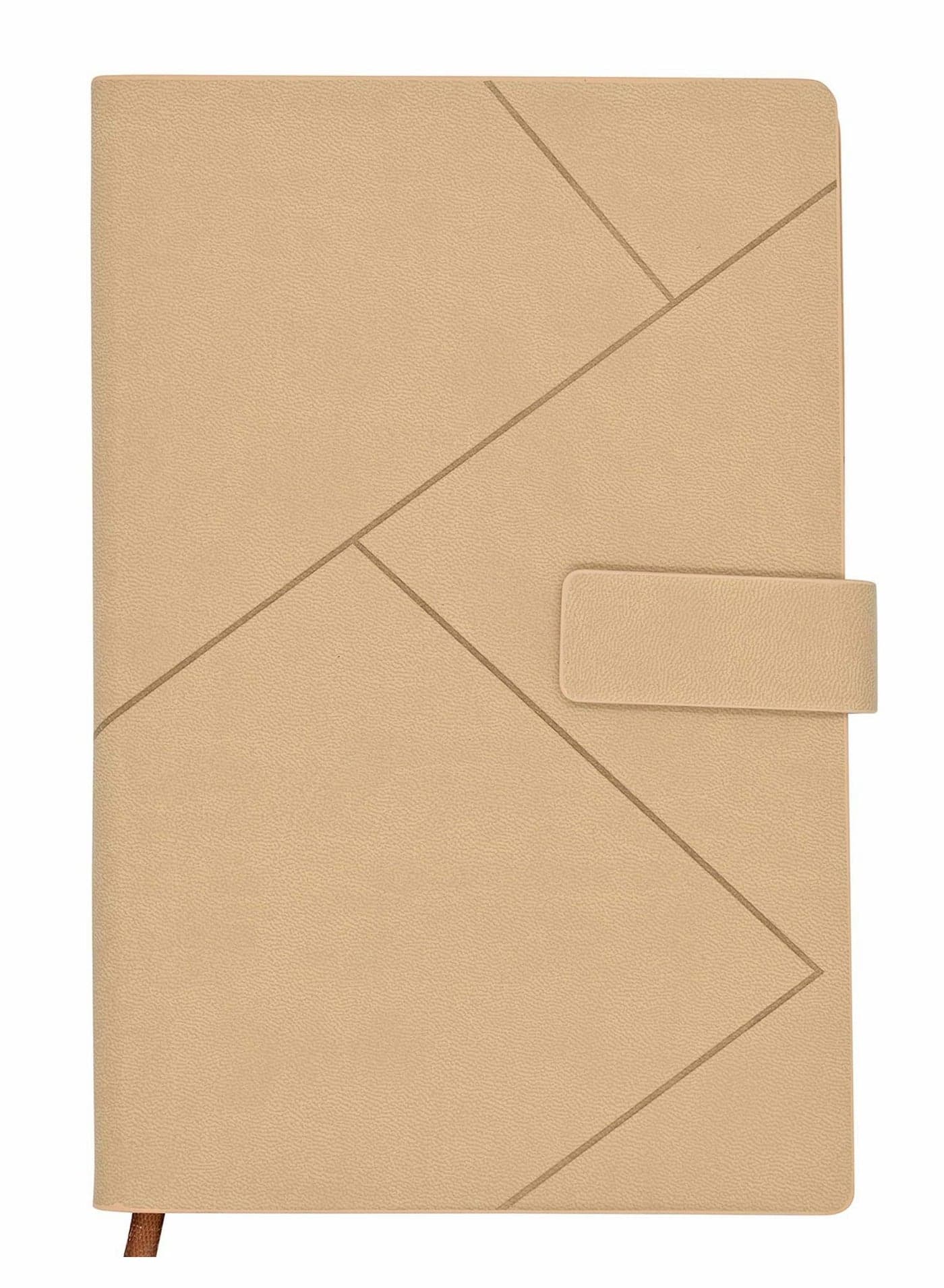 A5 Journal Notebook PU Leather Hardcover Diary Lined with Pocket Pen Holder, Classic Square Magnetic Buckle