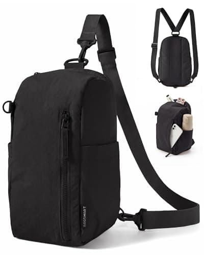BAGSMART Small Sling Bag for Women Fast Track Crossbody Bag Mini Backpack purse for Daily Travel Gym Black