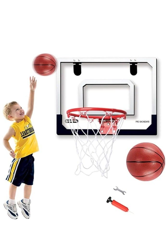Mini basketball hoop set for kids, room mini basketball hoop with 1 ball and pump, mini basketball hoop for kids and adults, back plate to hang on door/wall