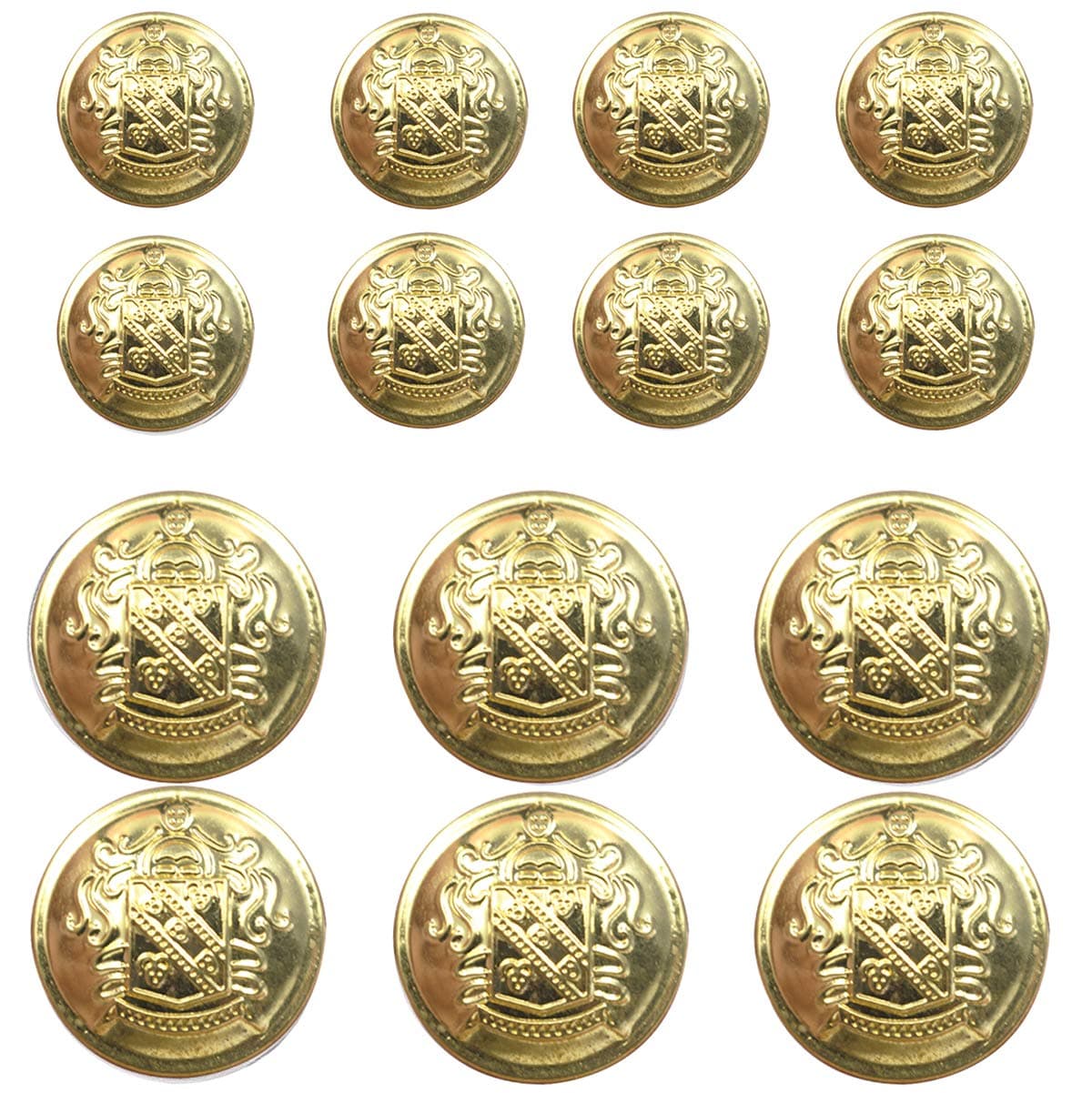 KENDANY 14 Piece Metal Blazer Button Set for Blazer Suits Sport Coat Uniform Jacket Gold 15mm 20mm