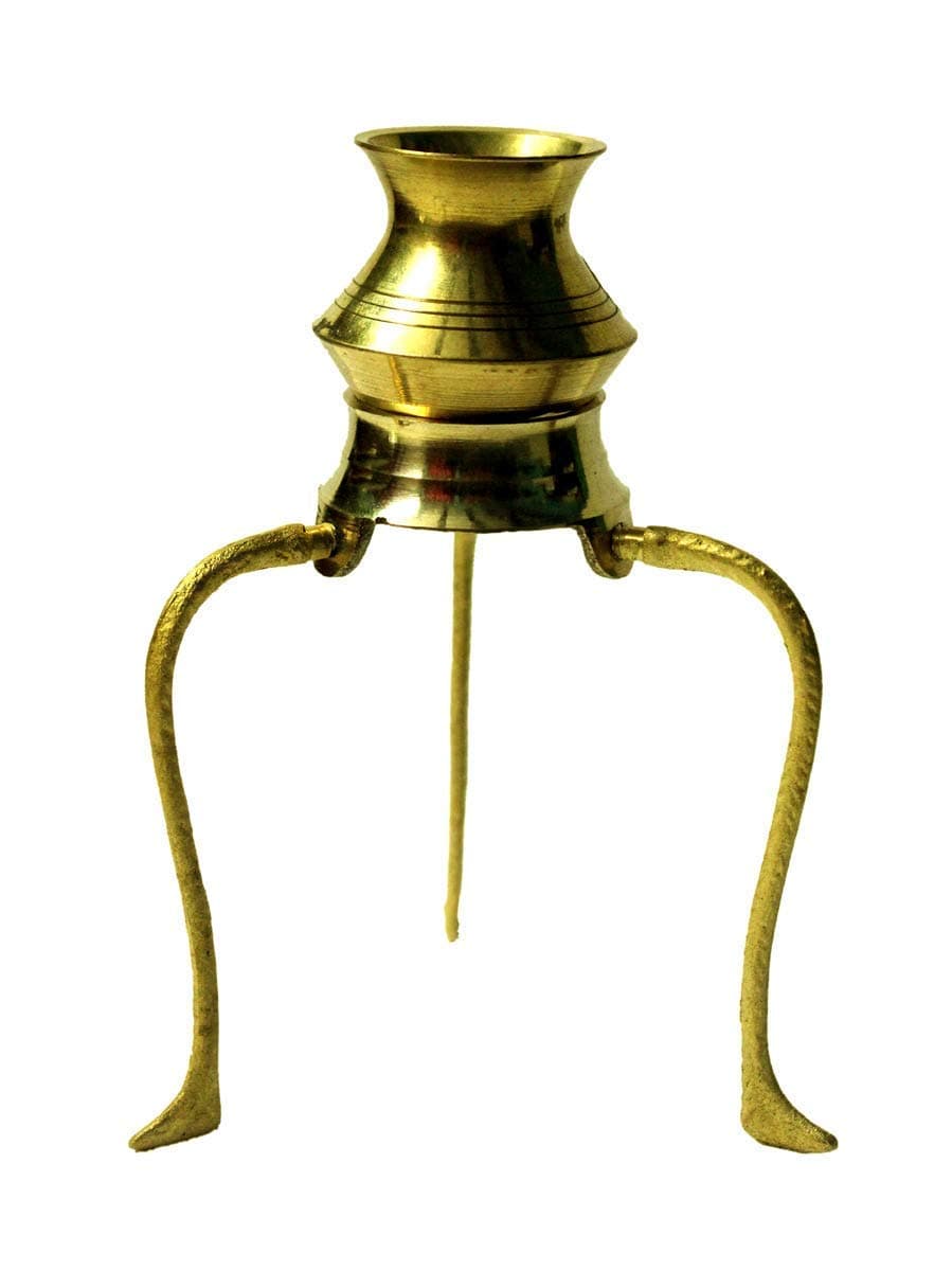Brass Lota for Puja Kalash Lota for Jalabhishek Set of Shivling Decorative Stand Showpiece - 12cm (Brass, Gold) Religious