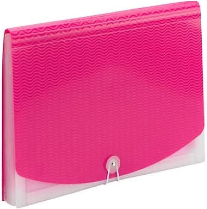 Smead Poly Expanding File 12 Dviders Flap and Cord Closure Letter Size Wave Pattern PinkClear 70864