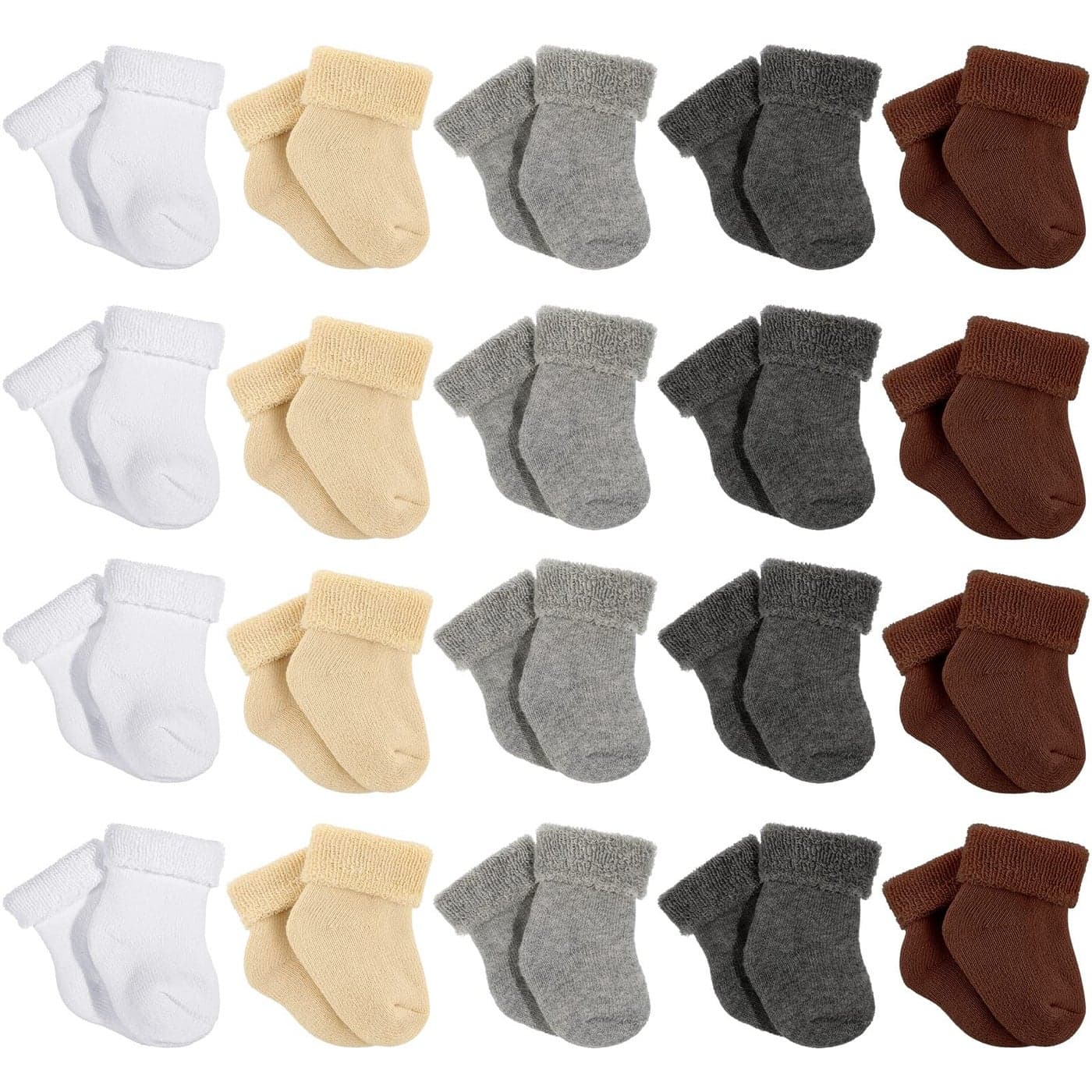 Alpha Preemie Socks Unisex Newborn Socks US Small Regular Light Gray White Dark Gray Khaki Dark Brown for Premature Babies