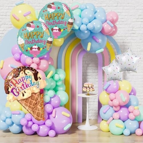 Toys Treasure We Deliver Smiles 142pcs Ice Cream Birthday Party Decorations - Foil Ice Cream & Pastel Star Balloons Kids Sweet Treats Party Supplies