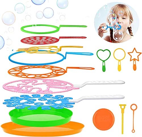 B bangcool Bubble Wands Set Big Bubbles Wand Funny Bubbles Maker with Tray Nice for Outdoor Playtime Birthday Party Games Suitable for All Age People