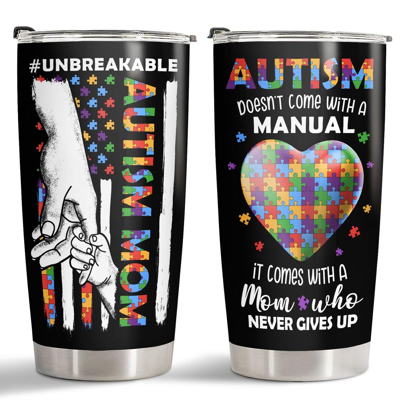 34HD Mothers Day Gifts for Mom Autism Mom Tumbler with Lid 20oz Stainless Steel Autistic Kid Parents Cup Momma Coffee Mug Autism Awareness Gifts for Women Teacher Parents
