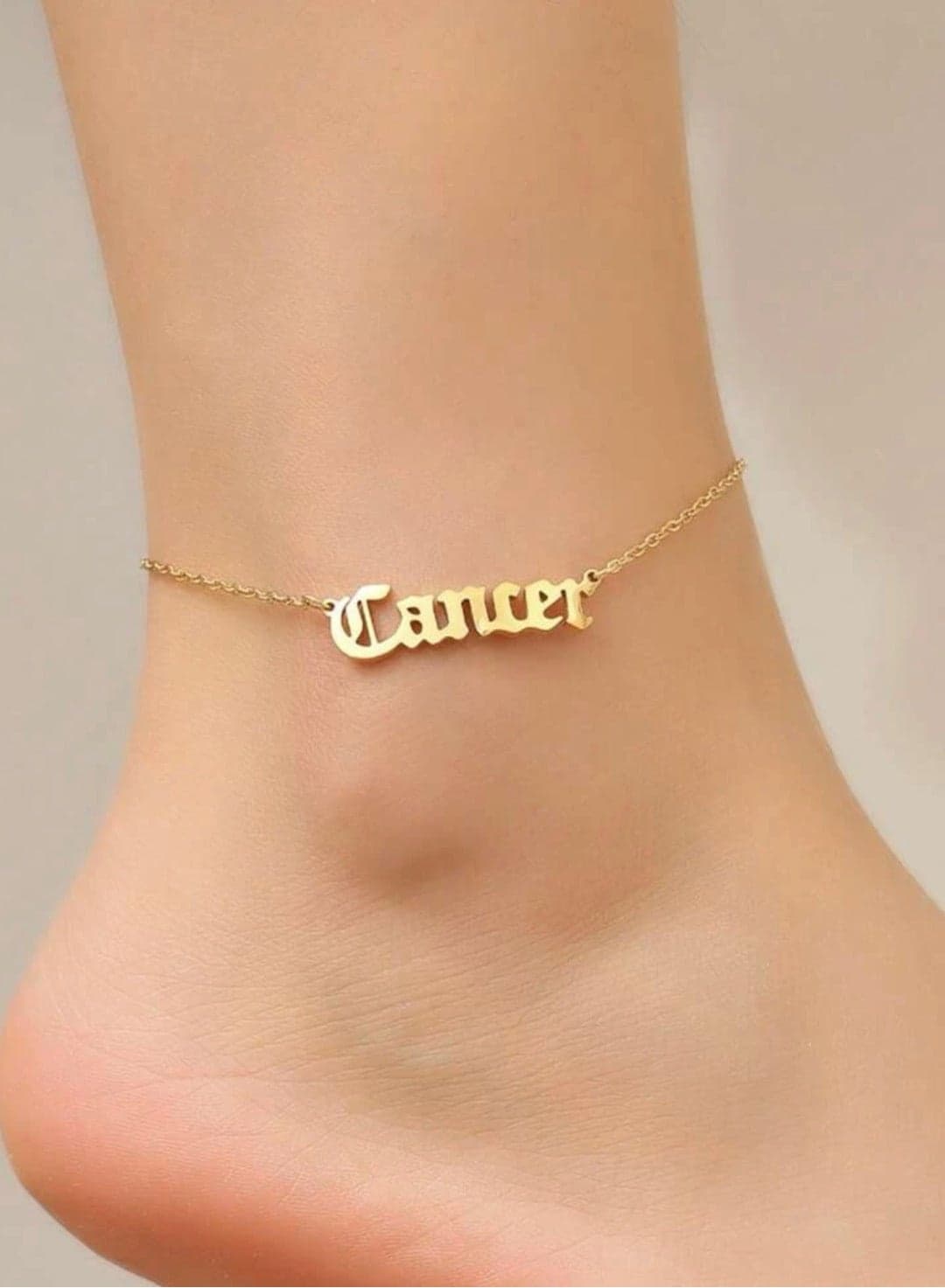 Elegant Gold Plates Stainless Steel Cancer Anklet