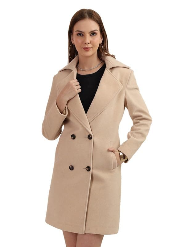 PLAGG Women Winter Long Overcoat with Wool blend and Comfort fit