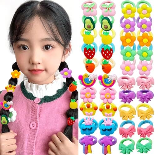NEOBABY Hair Bands with Cartoon Characters Stickers Elastic Rubber Bands Hair Accessories |Fancy Design Toddler | Multicolor for Baby Girls and Kids (Assorted, 6 Pairs)