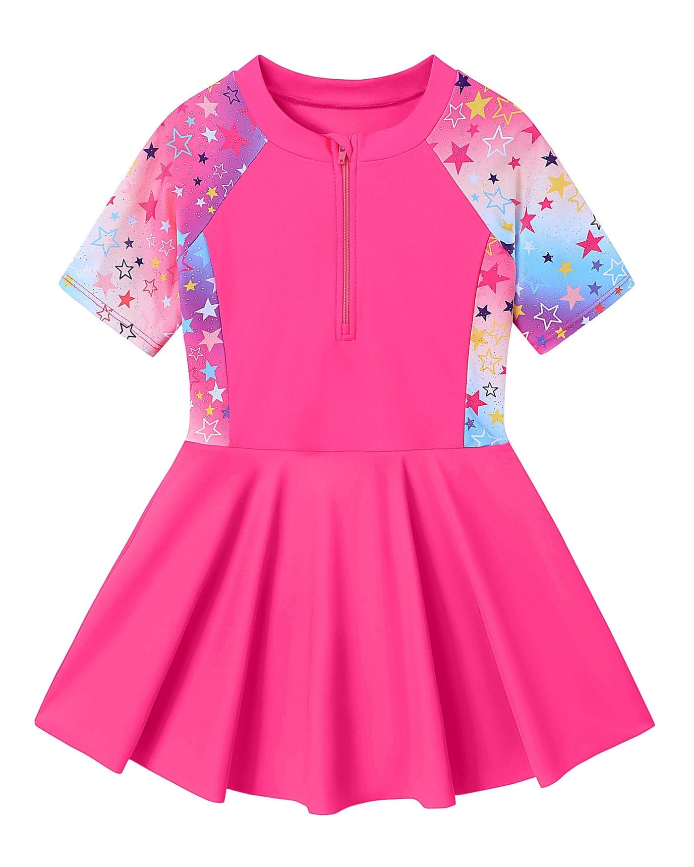 Ghteas Girls Bathing Suit with Shorts Rose Red Skirt Hem Kids Bathing Suits with Front Zipper Rashguard Swimsuit Size 7 Beach Swimwear for 8 Years Girls Swimsuit Size 7-8 Years Old Pool Party