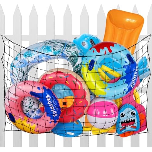 Extra Large Pool Toy Float Storage Net 71 47in Hanging HeavyDuty Elastic Mesh Net Organizer with 20 Hooks Swimming Poolside Fence Toys Holder for Inflatable Rafts Noodles Balls Chairs