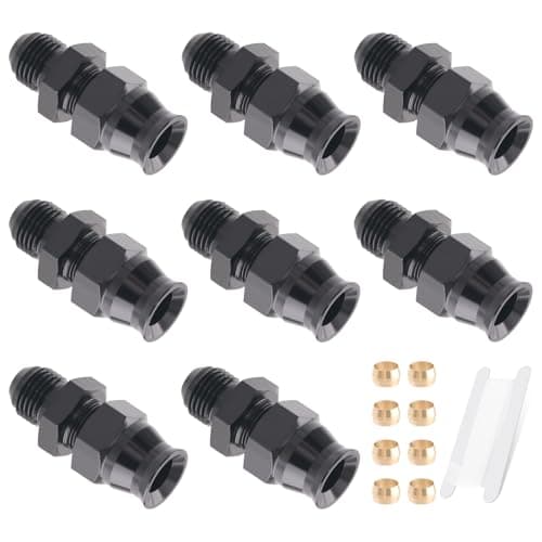 Taiidaues 6AN Male Flare to 38 Hardline Tube Compression Fitting 38 Hardline to 6AN Fitting Adapter Connector Aluminum Alloy Black for Fuel Oil Line with Thread Sealing Tape 17 Pcs