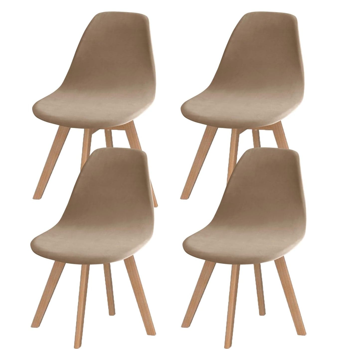 SONNACH Pack of 4 Velvet Mid Century Modern Dining Chair Covers Armless Chair CoverLiving Room Side Chair Slipcovers Khaki