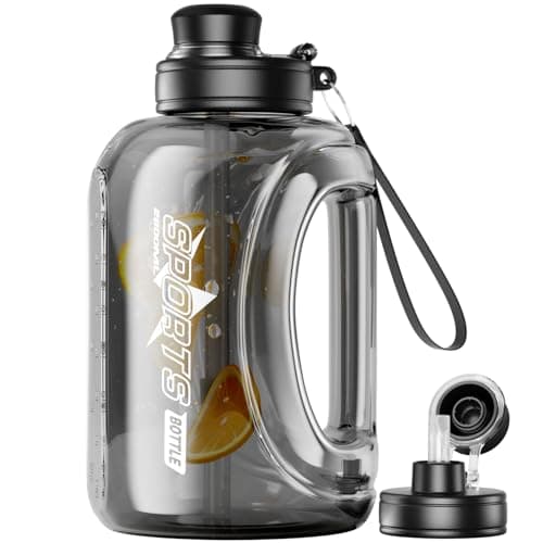 Lizhluzh Large Water Bottle with Measurements 95 OZ 28 L Gym Water Bottle with Straw Gallon Water Jug Bottle with Handle Portable Strap for Gym Outdoor Sports