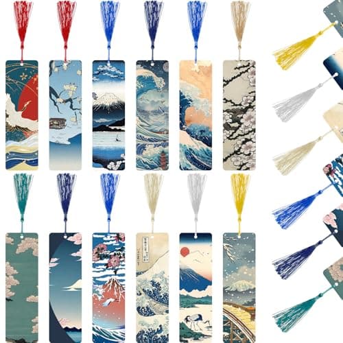 Outus 12 Pcs Kids Bookmarks, Cute Bookmarks for Kids Girls, Bookmarks Gifts for Girls, Women, Teens, Rulers for Kids, Dessert Bookmarks, Party Favors School Classroom Reading Presents(Ukiyo-e)