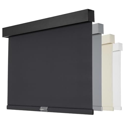 Persilux Blackout Roller Blinds for Windows, Cordless Roller Shades with Valance, Thermal Insulated Fabric Window Blinds, UV Protection Shades for Home and Bedroom (Black,17" W x 64" H)