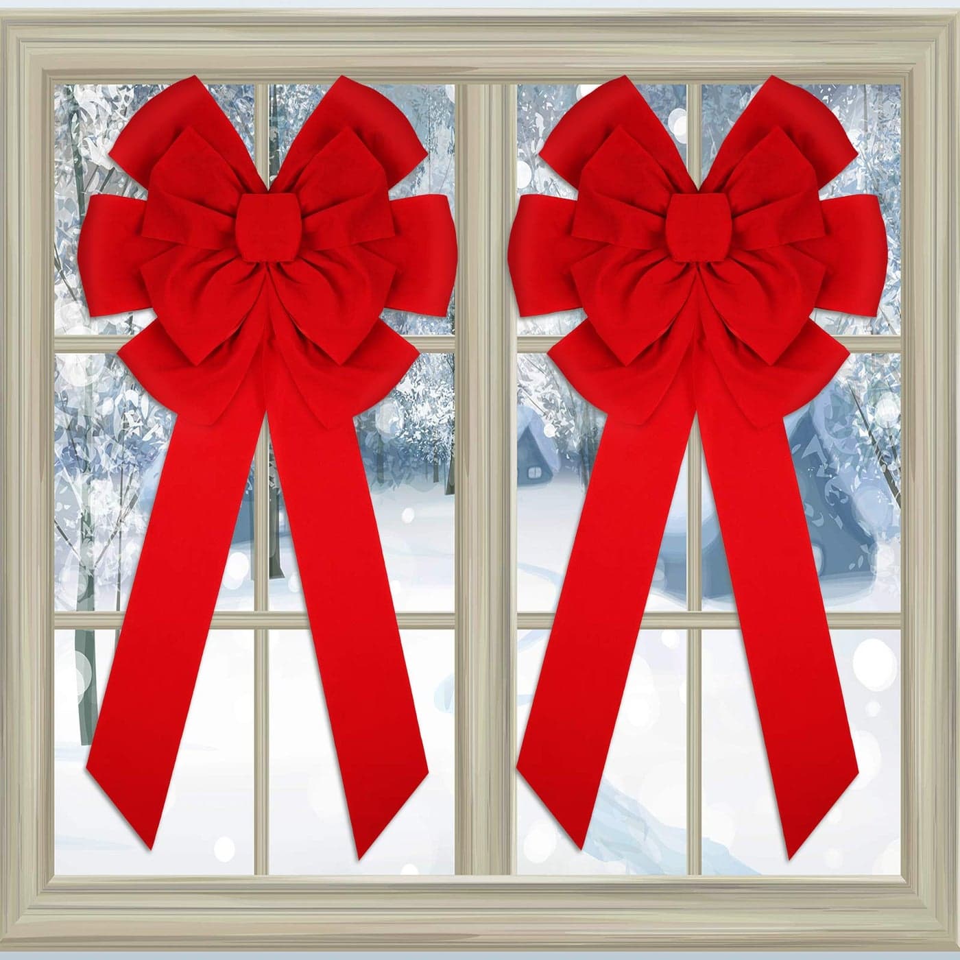 Christmas Red Velvet Bow 18 x 36 Inch Christmas Tree Decorative Large Velvet Bow for Holiday Indoor and Outdoor Decorations2 Pieces