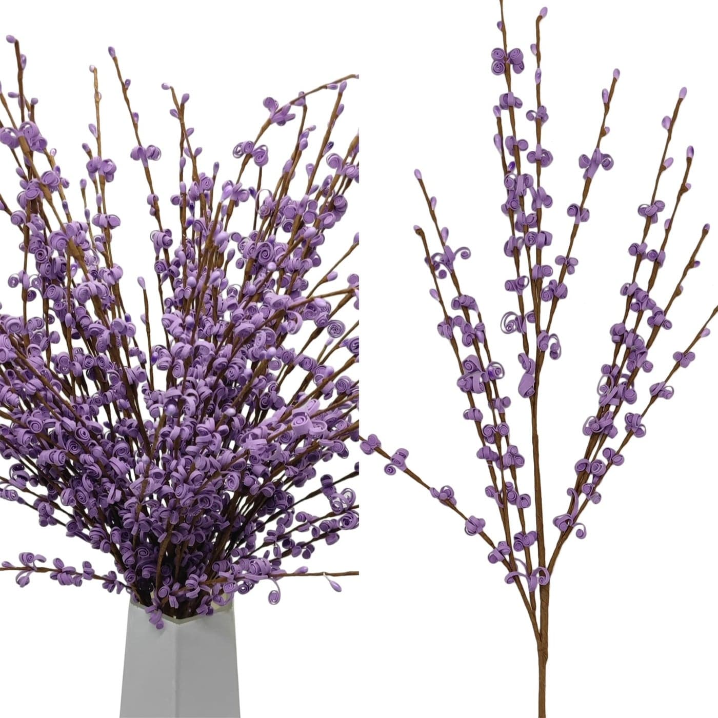 Wootkey 5 Pcs 295 Long Jasmine Artificial Flowers Fake Flower Dry Branches for Home Office DIY Floral Art Plant Wedding Table Centerpieces Party Vase Decoration Macaron Purple