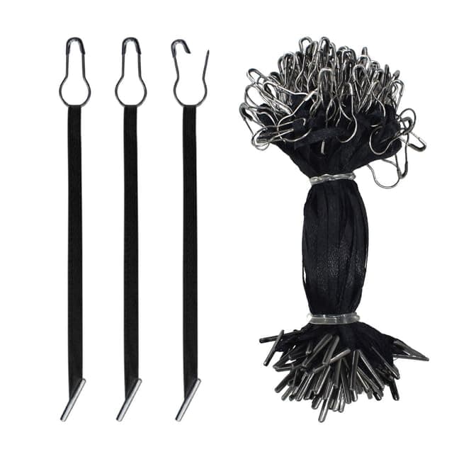 4.5 Inch 500pcs Hang Tag String Silks and Satin Strings, Safety Pin and Barb Fasteners for Clothing Hang Tags (Black)