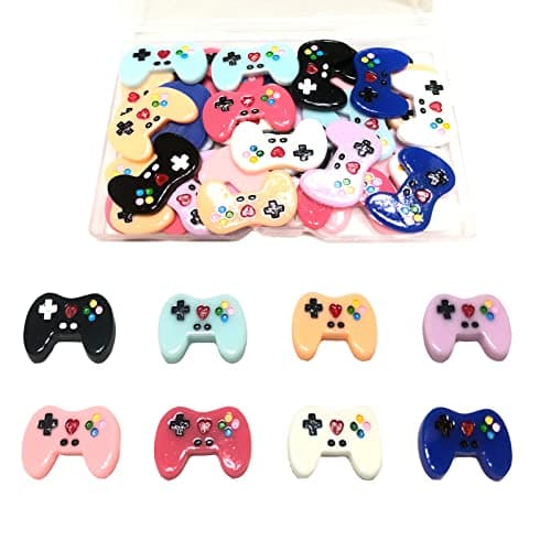DANUDON Video Game Controller Flatback Resin Charms 40 Pieces Video Game Resin Charm Beads Party Favors Mini Gaming Controllers Embellishments for Crafts Phone Scrapbooking Decor 8 Colors