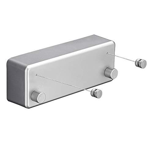 BESy Retractable Clothesline ABS case+Aluminum Dryer with Adjustable Stainless Steel Double Rope String Hotel Style Heavy Duty,Wall Mounted Method, 13.8 Feets,Silver