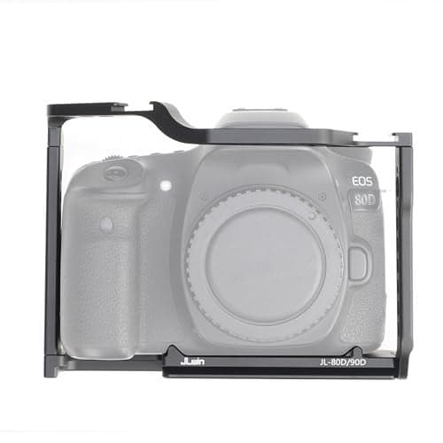 EOS 90D 80D 70D Cage, Hersmay Aluminium Camera Cage for Canon EOS 90D/ 80D/ 70D Mirrorless Cameras with Cold Shoe,Handle Locating Holes,Multiple 1/4" 3/8" Screw Holes
