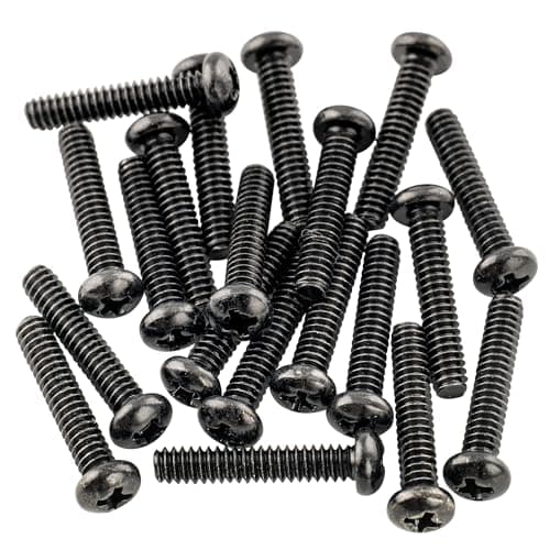 Musiclily Basic 2.8x17mm Metal Metric Thread Single Coil Pickup Mounting Screws for Strat Stratocaster/Tele Telecaster Electric Guitar, Black (Set of 20)