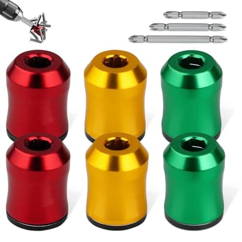6PCS Magnetic Screw Holder, Magnetic Screw Ring Screwdriver Head Magnetic Ring for 1/4" Hex Screwdrivers & Power Bits, Bit Magnetizer for Drill Power Tools Mechanics Carpenters