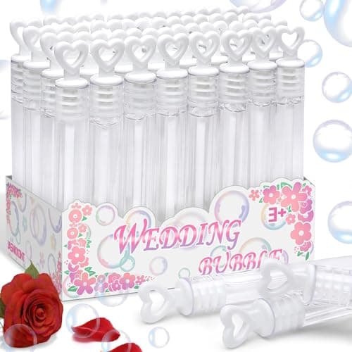 32Pcs Wedding Bubble Wands BulkWhite Heart Top Mini Bubble Party Favors Valentines Day Anniversary Supplies Wedding Send Off Gift Box Decoration Goody Bag Stuffers Filler for Couple Guest Kid
