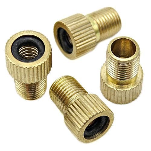 Bike Bits Brass Presta Valve Adapter - Convert Presta to Schrader - Inflate Tire Using Standard Pump or Air Compressor (4 Pack)