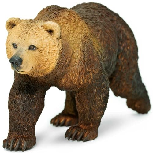 Safari Ltd Grizzly Bear Figurine Detailed 47 Plastic Model Figure Fun Educational Play Toy for Boys Girls Kids Ages 3