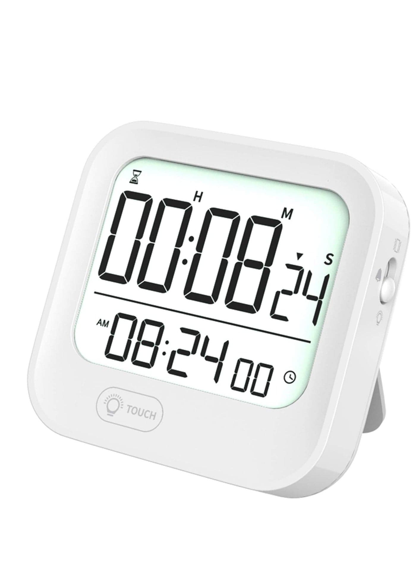 Kitchen Timer and Alarm Clock Pomodoro Interval Timer Countdown Clock Magnetic Tomato Clock Stopwatch Vibration/Flashing/Loud Mode 12H/24H Seconds White Backlight