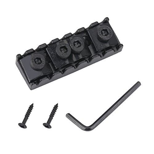 VGEBY 7 String Locking Nut, 48mm Electric Guitar Parts String Nut, Black Zinc Alloy, Slotted, 1 Piece