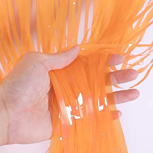 flavouredlove Pastel Color Foil Fringe Curtain(s) 3x6 Feet Each for Birthday, Anniversaries, Graduation, Retirement, Baby Shower Decoration (Pack of 1, Pastel Orange)