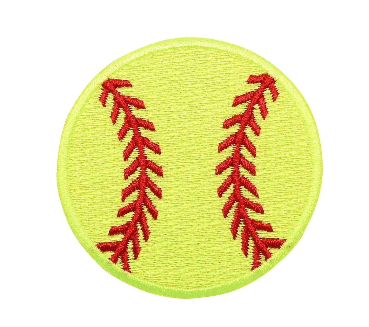 214 Neon Yellow Softball Embroidered Iron on Patch