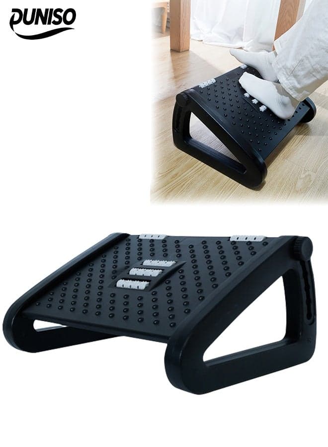 Foot Rest Under Desk, 6 Height Adjustable Foot Rest with Massage Texture and Roller, Ergonomic Step Stool,Position for Home, Office, School (Black)