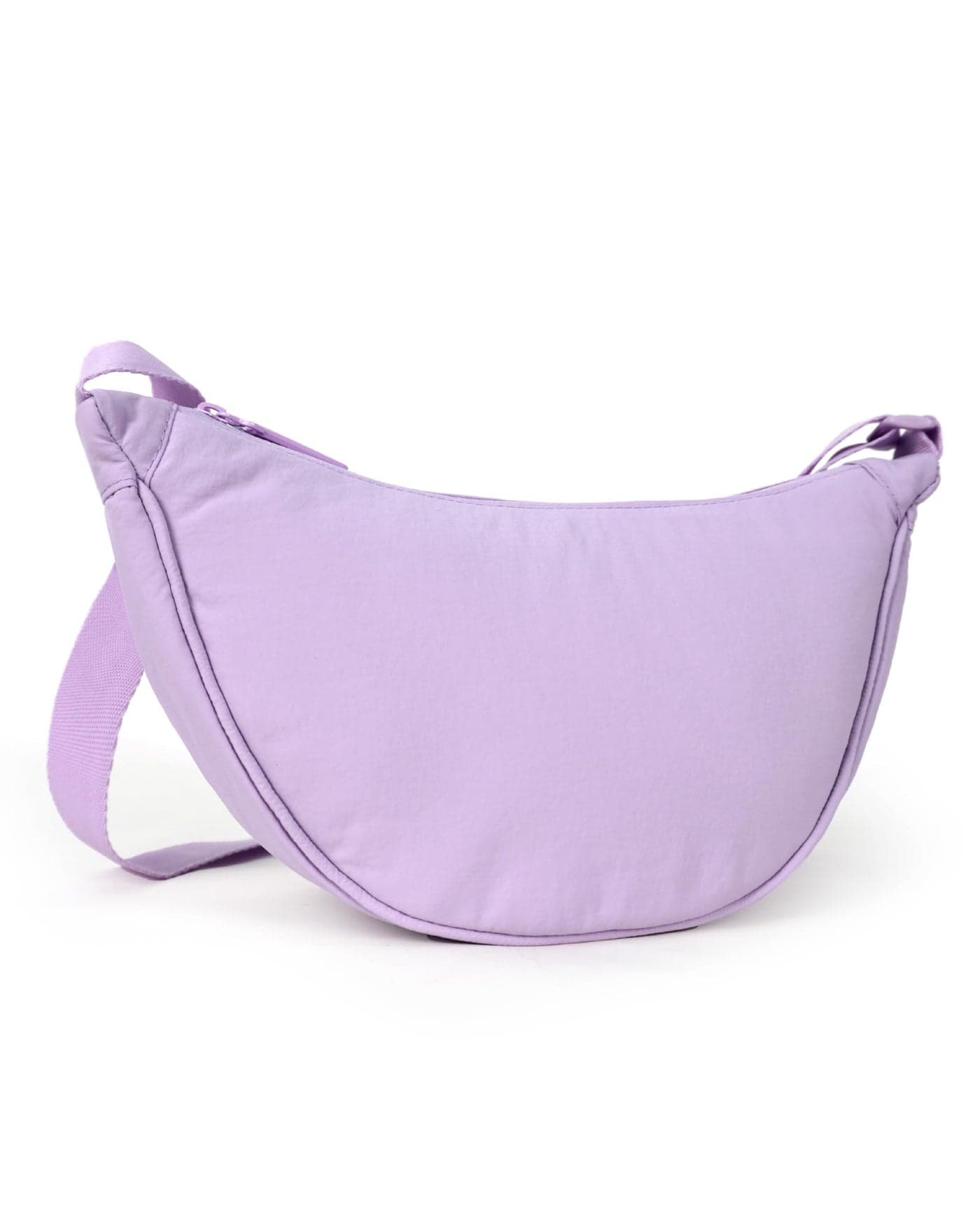 Destinio crossbody bags for women and men - slim & stylish, luxury Nylon fabric, branded zippers - small side half moon sling bag & waist bag, Unisex chest bag (Lavender, Half Moon Sling)