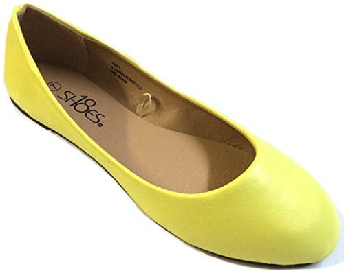 Shoes 18 Womens Classic Round Toe Ballerina Ballet Flat Shoes 8600 Yellow Pu 7