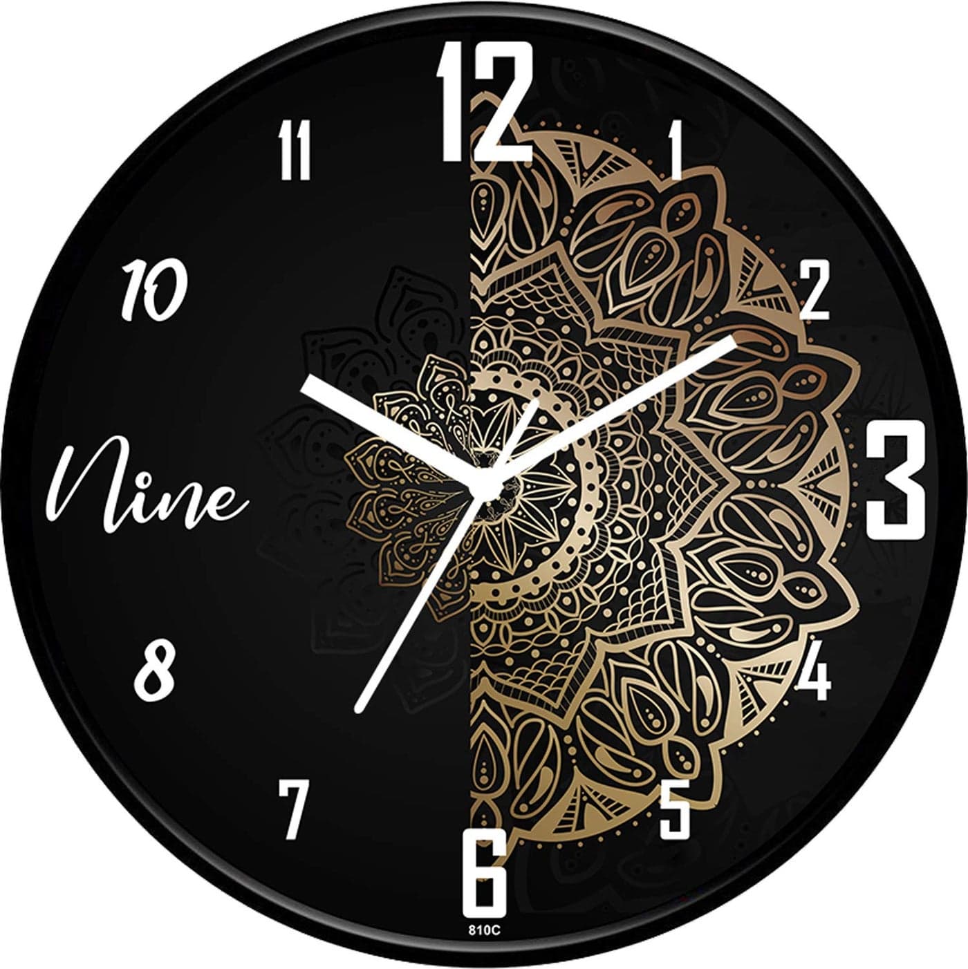 IIK COLLECTION 12-inch Designer Plastic Analogue Round WallClock for Home, Kitchen, Living Room, Bedroom, Office (30 cm x 30 cm x 6 cm)