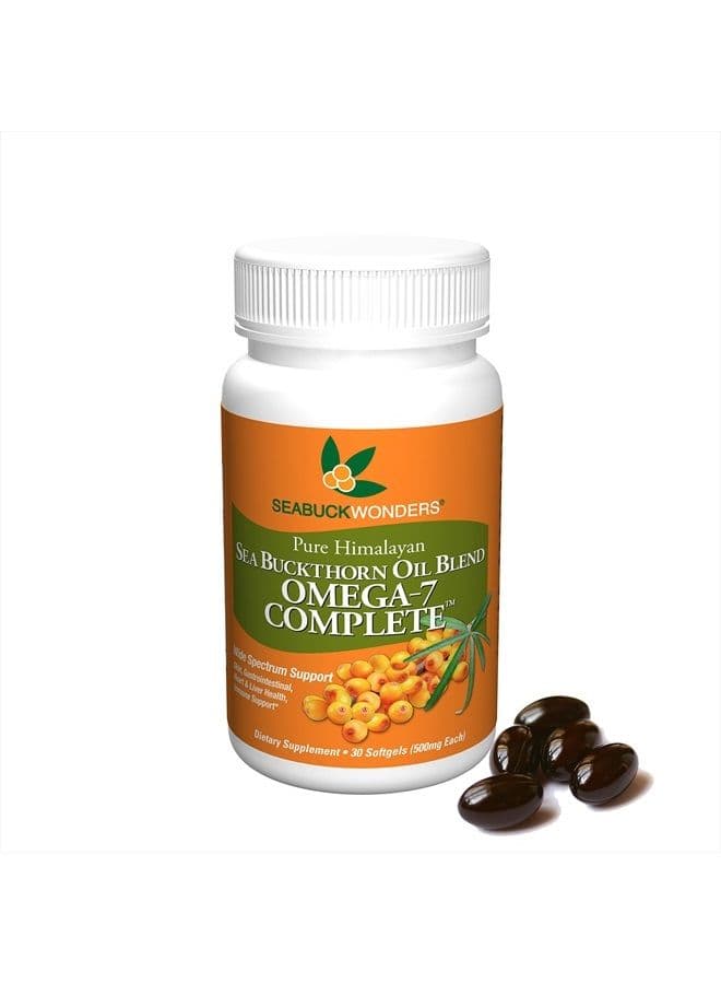 Seabuckwonders Omega-7 Complete, Made with Organic Sea Buckthorn Oil, 30 Count Softgels (500mg Each)