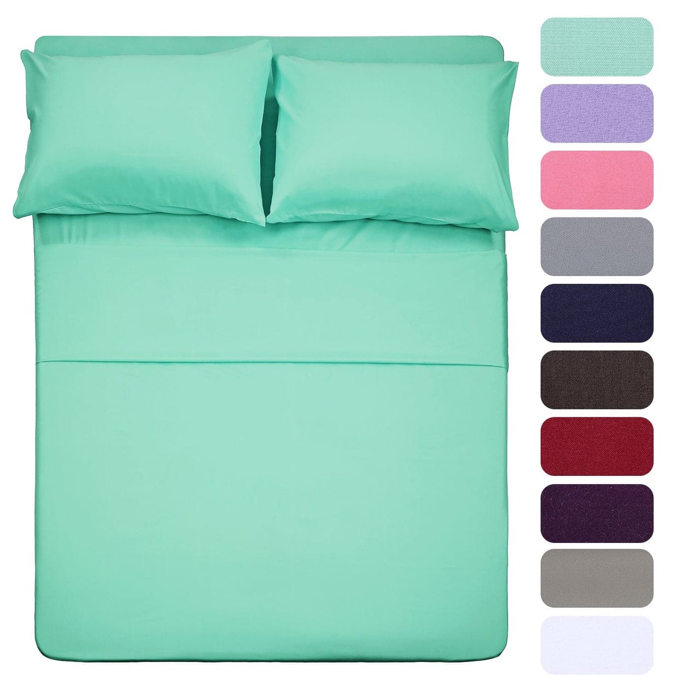 4 Piece Bed Sheet Set FullMint 1 Flat Sheet1 Fitted Sheet and 2 Pillow CasesBrushed Microfiber Luxury Bedding with Deep Pockets
